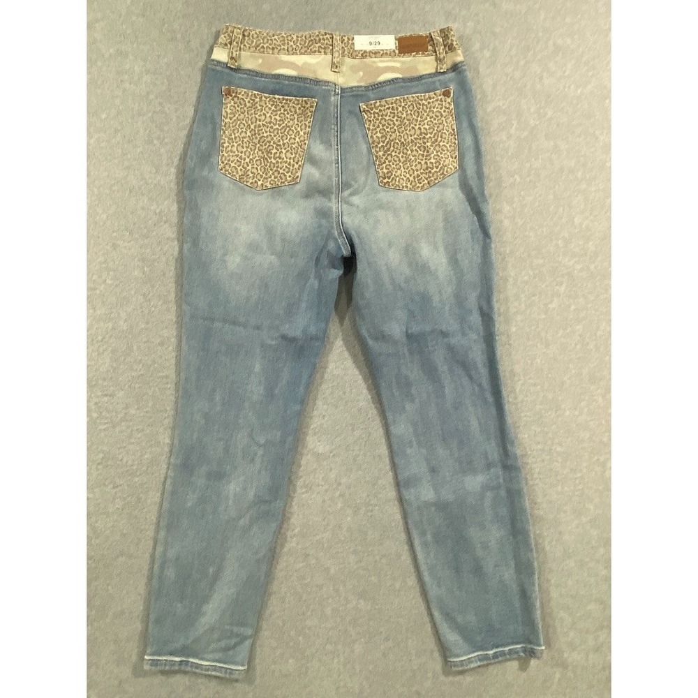Judy Blue Slim Fit‎ Jeans Women's Size 9/29 Blue Cheetah Camo High Rise Med Wash - Picture 2 of 14
